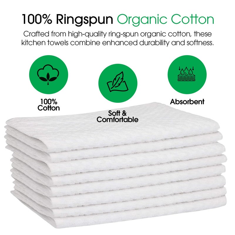 DG Collections White Kitchen Towels - 100% Cotton Terry Tea Towels for Cleaning, Drying, and Highly Absorbent Kitchen Dish Cloth for Bar Cleaning - 8 Pack - 15 x 25 Inches - Image 5